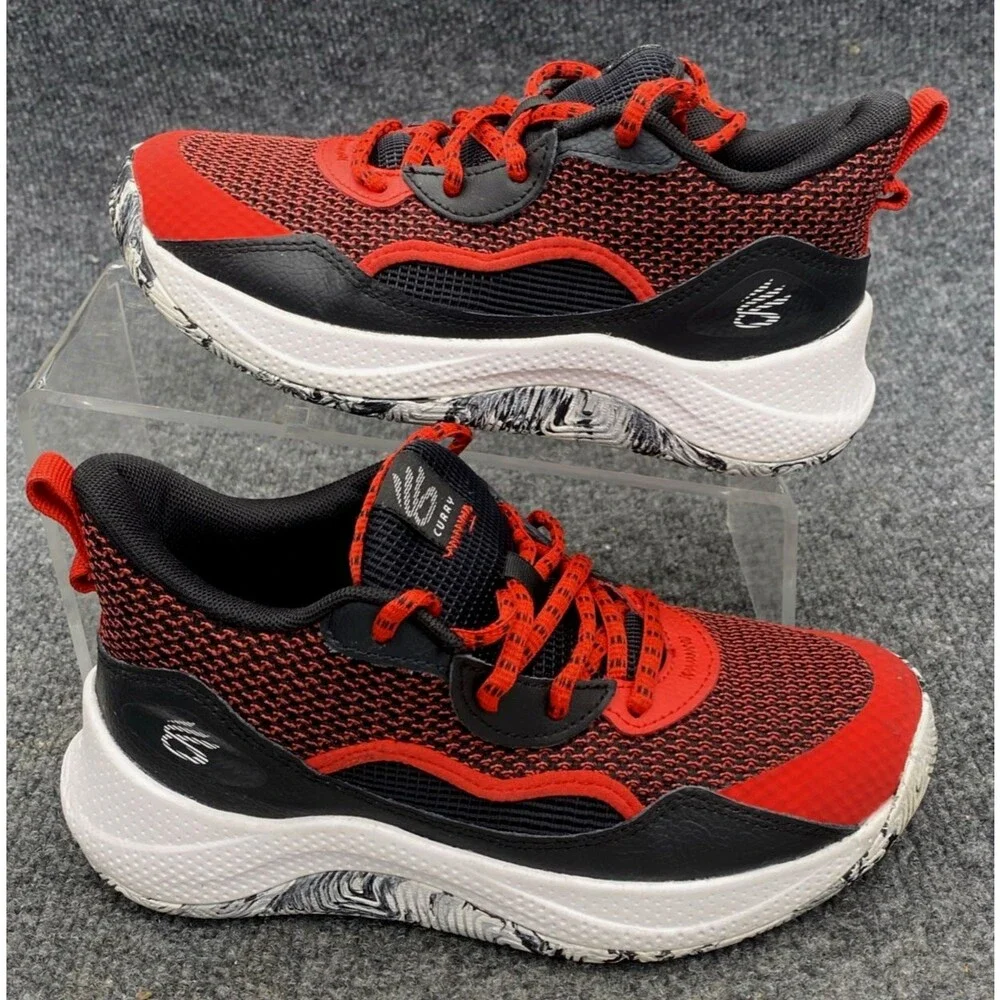 Under Armour Curry 3Z 24 Youth Basketball Shoes Black Red Size 3Y (3027628-003)